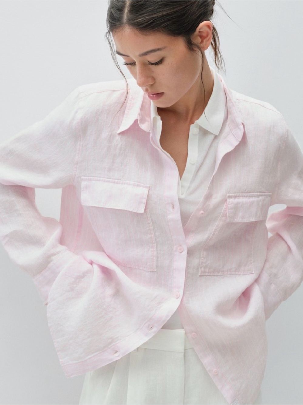 🤩BABATON🤩 Utility Linen Shirt Relaxed utility button-up linen shirt XS